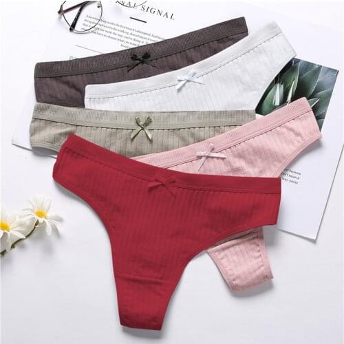 Sexy Lingerie Womens Cotton G-String Thong Panties String Underwear Women Briefs Pants Intimate Ladies Low-Rise 3 piece