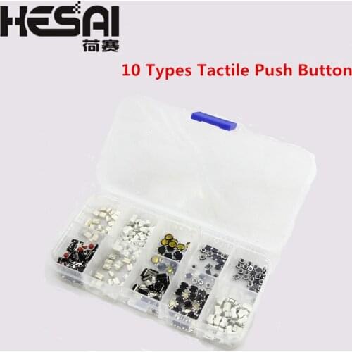 Smart Electronics 250Pcs 10 Types Tactile Push Button Touch Switch Remote Keys Button Microswitch