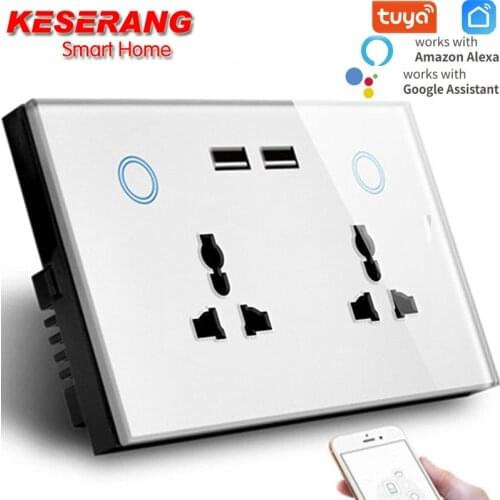 WIFI Smart USB Wall Socket UK Electrical Plug Outlet 13A Power Touch Switch Wireless Homekit Charge Work with Alexa Google Home