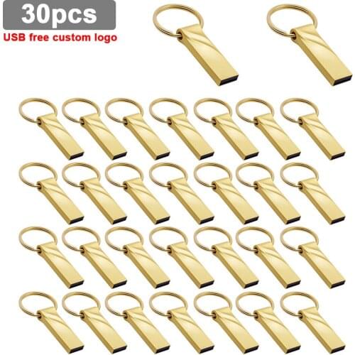 30pcs/lot Custom Logo USB Flash Drive Metal Usb Memory Stick USB 2.0 PenDrive 64GB 32GB 16GB8GB Usb Flash Drives for Photography