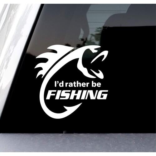 I'd Rather Be Fishing Decal Vinyl Car Window Sticker Funny Hunting | Cars Trucks Vans Walls Laptop | White | 5.5 inches