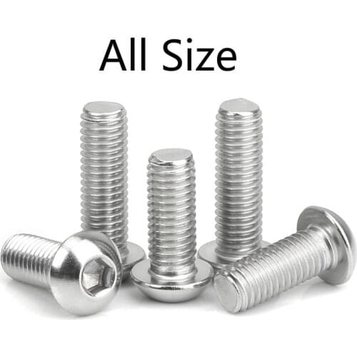 Stainless steel round head hex socket screws Round head bolts mushroom head bolt M2 M2.5 M3 M4 M5 M6 M8
