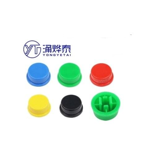 YYT 100PCS A24 round square switch button cap adapted to 12*12*7.3 red/blue/yellow/white/green/black/grey multi-color optional