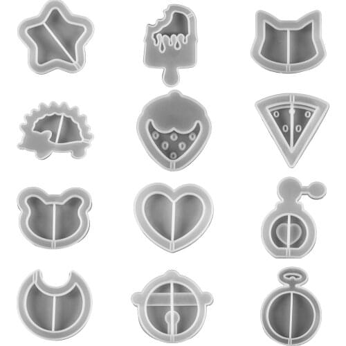 12 Styles Kawaii Shaker Silicone Mold Heart Star Jewelry Mold UV Epoxy Resin Mould for DIY Craft Making Pendants Key Chain Tools