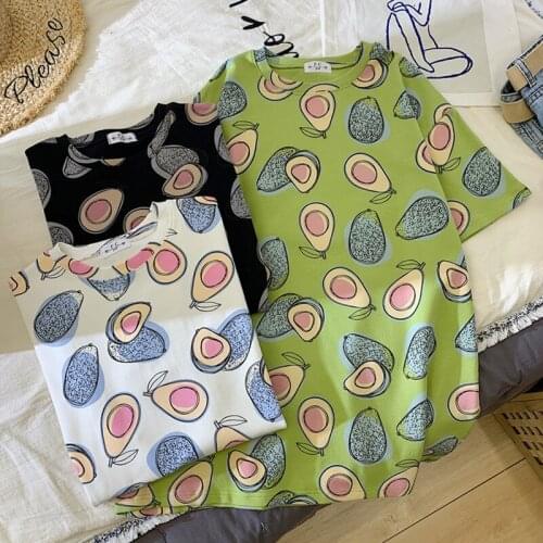 Women T-Shirts Summer Crew Neck College Wind Short Sleeve Cartoon Print Loose T-Shirt Versatile Tops New Arrive