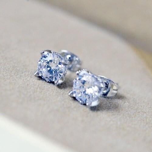 TRACYSWING Big Brand Austrian AAA Zirconia White Gold Color Flower Rose Stud Earrings for Women Valentine Gift 125303