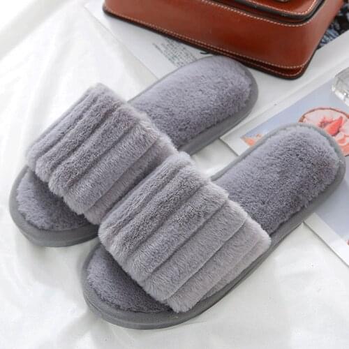 Women Slippers With Fur Slides Non-Slip Warn Winter Soft Slippers Fluffy Velvet Plush Best Woman House Slippers Szie 35-42