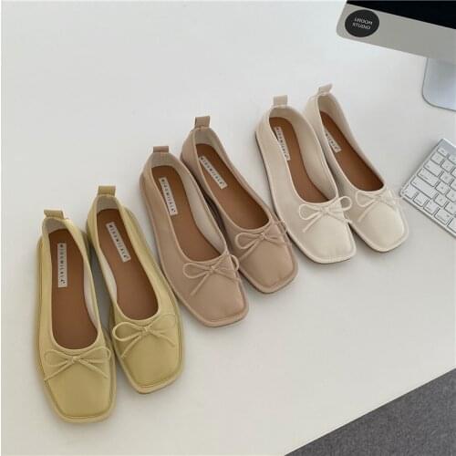 Womens Flat Shoes 2021 Square Toe Flats Shoes Women Slip On Loafers Soft Sole Ballet Flat Soes Shallow Casual Dress Shoes Mujer