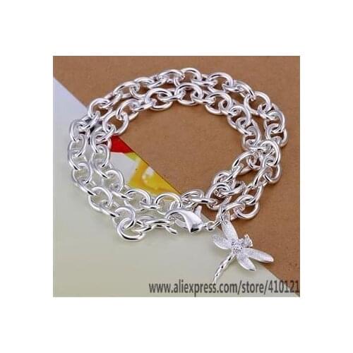 N253 Lucky Charm Silver Color Pendants For Women Sterling Jewelry Necklace Women Accessories Fashion Pendant Dragonfly Necklaces