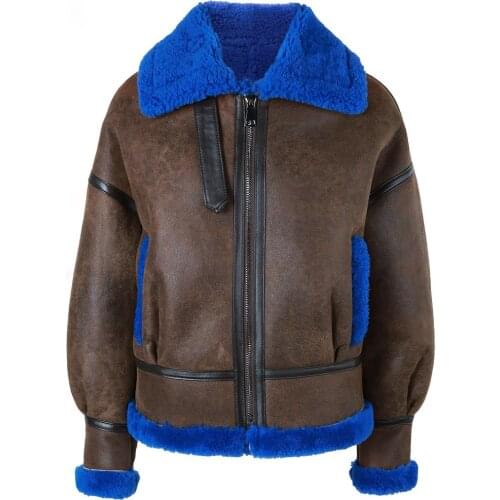 YOLOAgain 2021 Winter Warm Women Shearling Fur Coat Genuine Sheepskin Leather Jacker Ladies