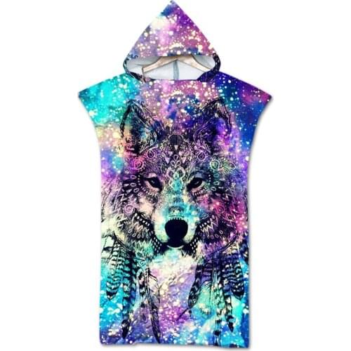 Animal dream catcher Digital Printing Hooded Towels Wearable Bath Towel For Adults Microfiber Beach Towel Shawls bathroom towel