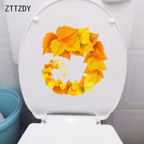ZTTZDY 23.8×25.1CM Art Mosaic Cartoon Leaves WC Toilet Decoration Creative Home Living Room Wall Stickers T6-0253