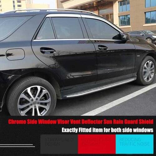 Brand New 1 Set Windows Chrome Vent Visors Rain Guard Sun Shield Deflectors For Mercedes Benz ML 2012-2015