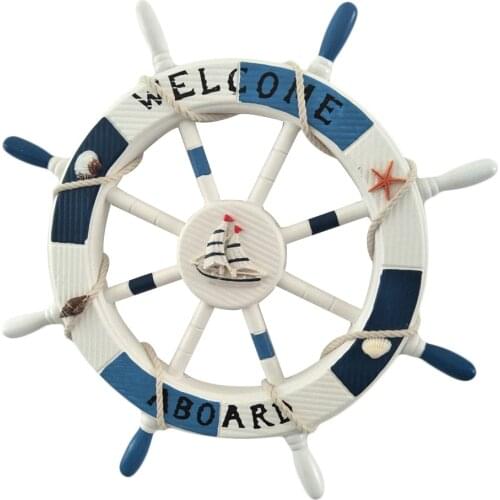 1 Box 45CM Boat Rudder Wooden Beach Mediterranean Style Nautical Shipping Steering Wheel Wall Decor for Living Room Decoration