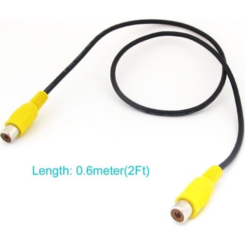 1pc 60cm/2ft Yellow Phono RCA Female to Female Extension Adapter Cable Black Item No.: 4-0287