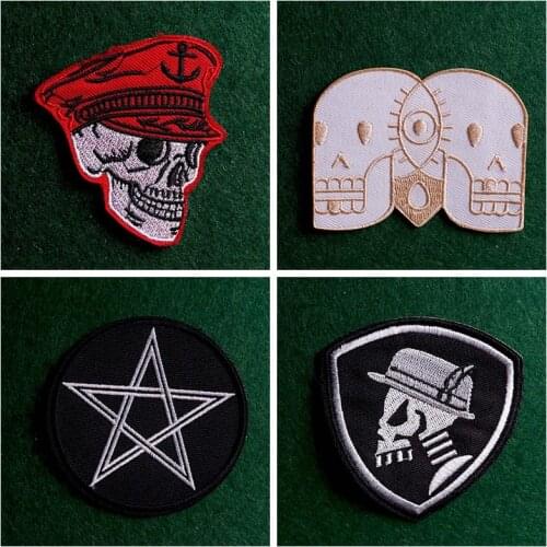 2Pcs/lot Skull/Punk Patch Embroidered Patches For Clothing Iron On Patches For Clothes Stickers Patch On Clothes Applique DIY