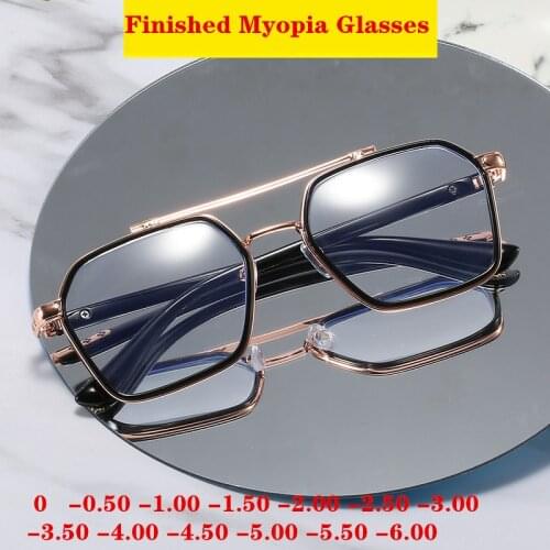 Anti Blue Light Finished Myopia Glasses Men Women Bluelight Blocking Eyeglasses Nearsighted Frame 0 -0.5 1.0 1.5 2.0 3.0 4.0 5.0