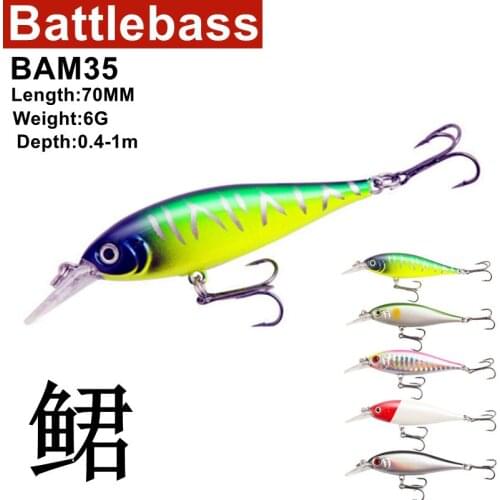BATTLEBASS1pcs High Quality Minnow Fishing Lures 70mm 6g Crankbait Fishing Wobblers 3D Eyes Artificial Hard pesca Bass tackle