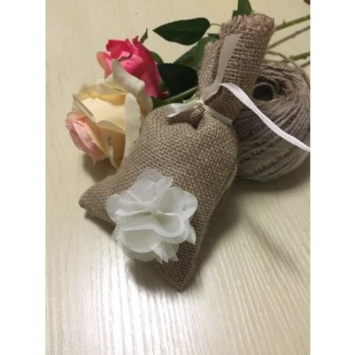 Free shipping DIY handmade lace flower Burlap lace bag Candy Bag burlap bag Lace beads bag