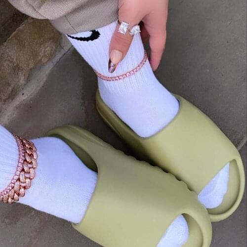 12mm iced out bling cz Miami cuban link chain anklet for women 9" 10" let chain hip hop leg jewelry