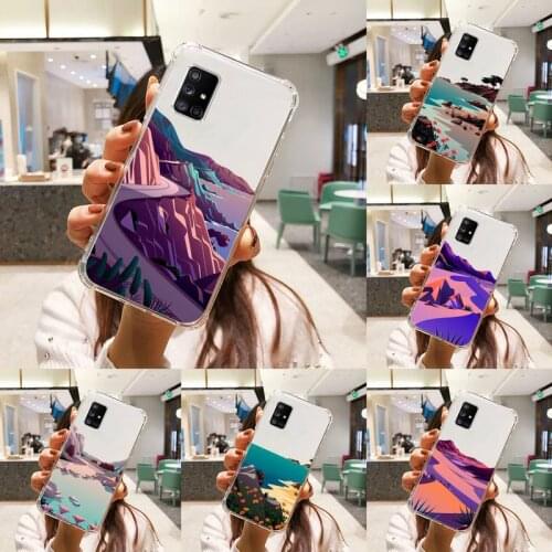 Hand Painted Landscape Phone Case Transparent For Samsung S A M J 21 20 50 30 60 5 7 51 71 90 11 10 J710 e p PLUS Prime 5G