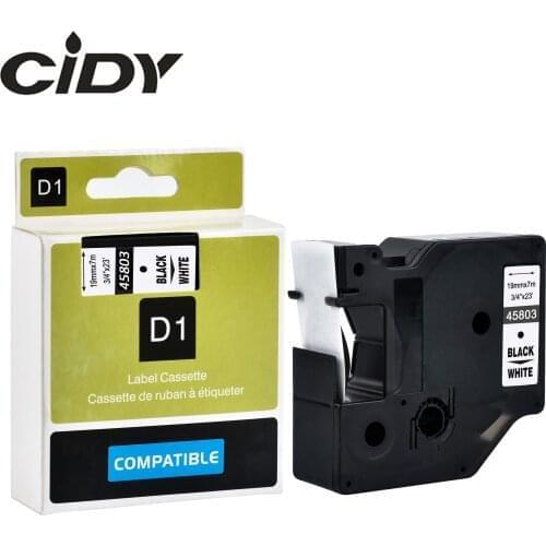 Cidy 10pcs/lot Dymo D1 Tape 45803 19mm Black on White Label For Dymo Label Printer DYMO LM160 LM280 PNP