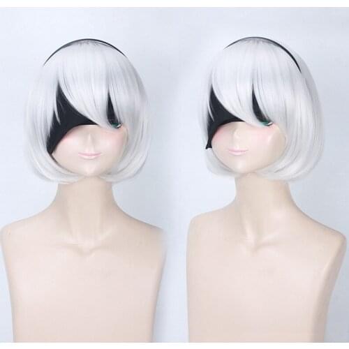 Cos Gift High quality YoRHa No.2 Type B 2BYoRH 2A 9S 2B wig Cosplay Wig NieR:Automata Costume Play Wigs Costumes Hair +Wig Cap
