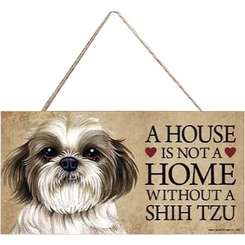 Wooden Dog Tag Plaque A House Is Not A Home Without Shih Tzu Bulldog Westie Shepherd Golden Hanging Board Gift for Pet Lovers
