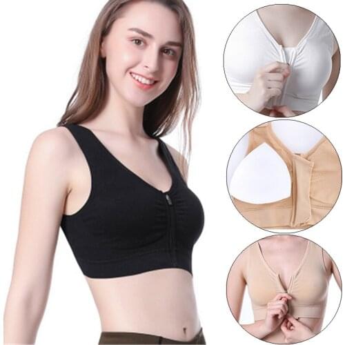 Women Front Zipper Sport Bra Top Black Padded Yoga Brassiere Fitness Sports Tank Top Female Sport Yoga Bra Push Up Sports Bra