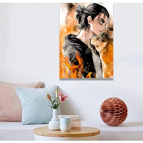 Eren Jaeger Attack on Titan Anime Canvas Wall Art Painting Poster Home Decor Bedroom Study Living Room Pictures Decoration Print