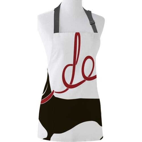 Dachshund Dog Cartoon Print Apron Print Unisex Kitchen Bib with Adjustable Neck for Cooking Gardening
