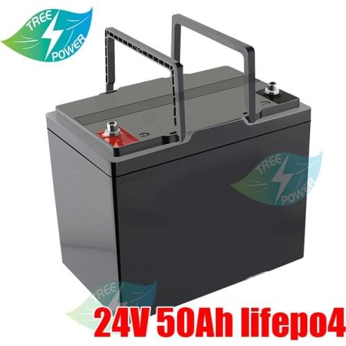24V 50Ah LifePo4 lithium battery BMS 8S for 1500W Golf wheelchair Solar Boat backup power Fishing lighting + 5A charger