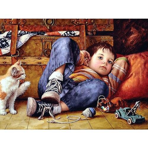 HOMHOL 100% Full 5D Diy Diamond Painting Lovely boy Diamond Embroidery Portrait Full diamond Rhinestones Cross Stitch home decor