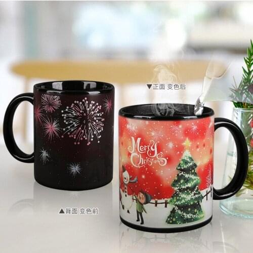 Santa Claus Snowflake Christmas Tree Ceramic Mug Color Changing Magic Cup Heat Reactive Coffee Mug Gifts