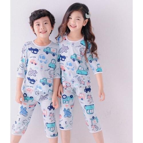 Summer Baby Boys Girls Sleepwear Suits Short Sleeve Children Pajamas Infantil Pyjamas Girls Cartoon Pijamas Kids Clothing Sets