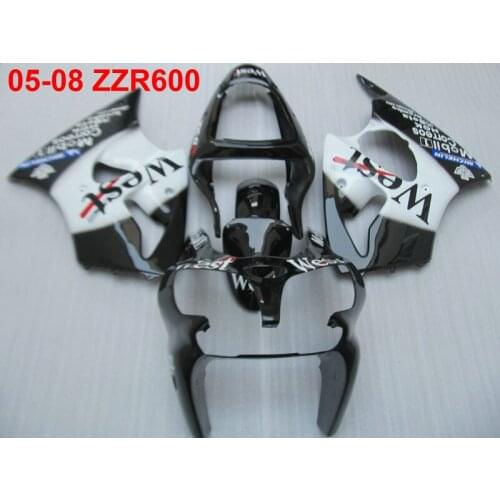 Injection mold top selling fairing kit for Kawasaki Ninja ZZR600 05 06 07 08 white black fairings ZZR600 2005-2008 TW08