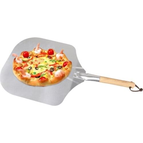 634E 65cm Length Aluminum Metal Pizza Peel with Detachable Wooden Handle Pizza Shovel Spatula Square Pizza Lift Shovel Cake