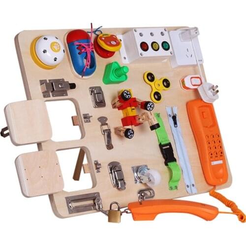 Montessori Wooden Toy Kids Educational Sensory Busy Board for Toddlers Fine Motor Training Preschool Educational Learning Toys