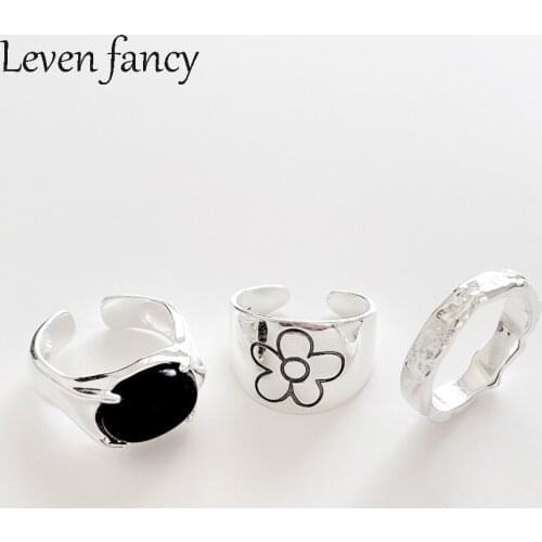 Natural Stone Adjustable Finger Rings Semi Precious Oval Gemstone Jewelry for Women 925 Silver Flower Ring Birthday Wedding Gift