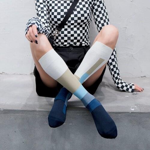 Knee Socks Winter Harajuku Asymmetry AB Version Cotton Women Happy Socks Fashion Spring Euramerican Stockings Female Girls