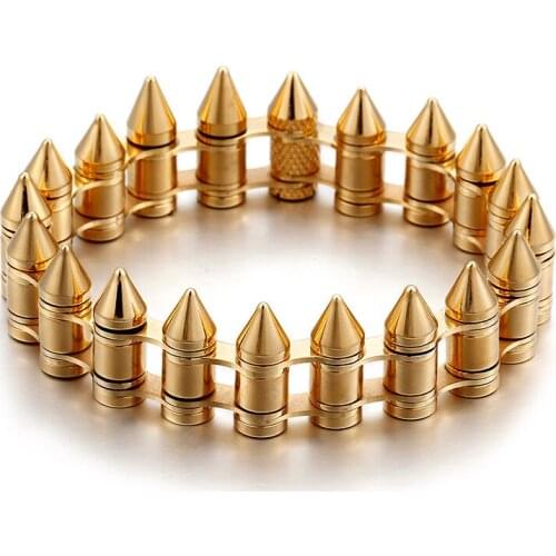 New hot fashion personality titanium steel bracelet bullet bike chain punk bracelet mens jewelry