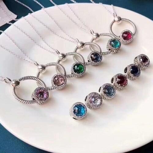 Pans new shiny opal beads letter O small S925 Pendant string fashion necklace set female