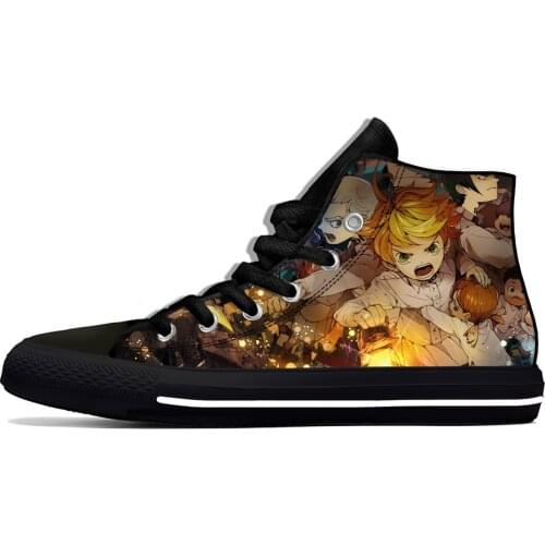 The Promised Neverland Anime Novelty Design Fashion Lightweight High Top Canvas Shoes Men Women Casual Breathable Sneakers