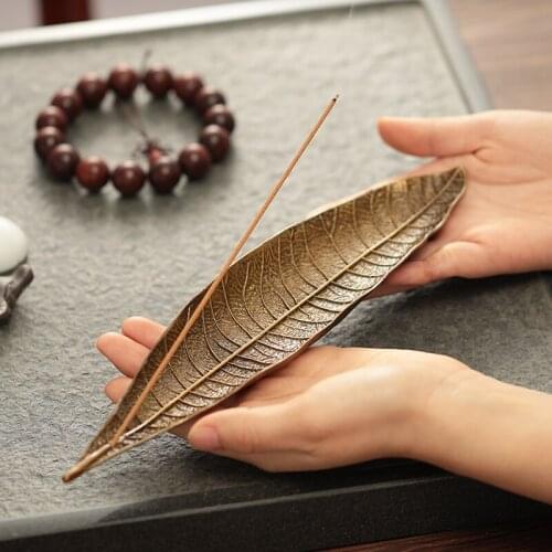 Autumn leaf creative home indoor aromatherapy stove alloy incense insert base sandalwood lying incense stove Zen tea ceremony
