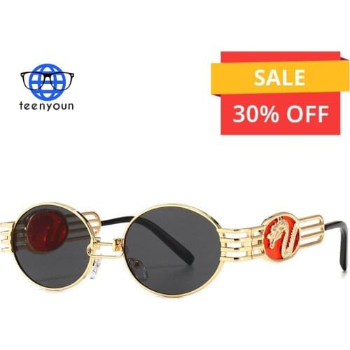 TEENYOUN 2020 Oval Luxury Dragon Decoration Sunglasses Men Women UV400 Ins Cool Unique Small Frame Sun Glasses Eyewear Oculos