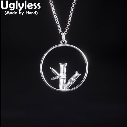 Uglyless Multi Grilles China Chic Bamboo Necklaces for Women Glossy Silver 925 Silver Birds Elk Deer Animals Pendants + Chains