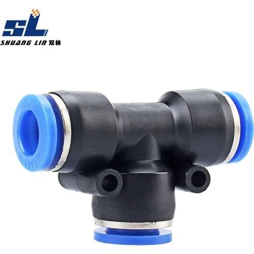 Pneumatic Connector Air Pipe Quick Plug Joint Pu Joint T-type Tee Joint PE-4 / 6 PE-8 / PE-10 / PE-12 / PE-14 / PE-16