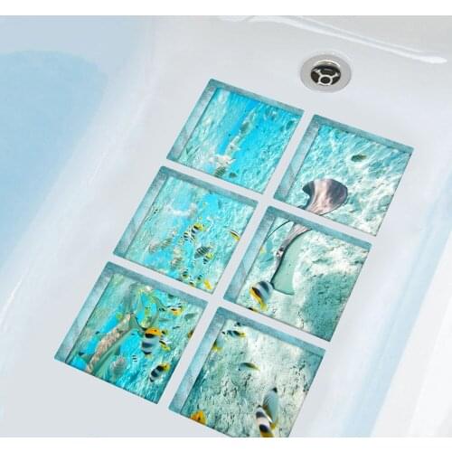 Bathtub Anti-Slip Mat Creative Lifelike Sea Fish Wall Stickers Anti-Slip Mat Waterproof Bathroom Sticker Bathing Tub Decoration