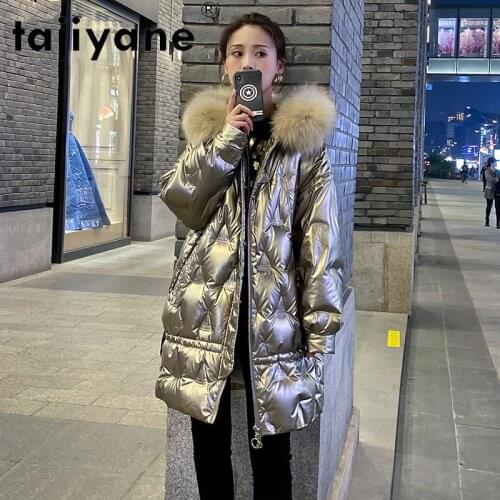 Down Winter Womens Jacket White Duck Down Coats Woman Real Raccoon Fur Collar Hooded Parkas Jacket Abrigo Mujer TN1068