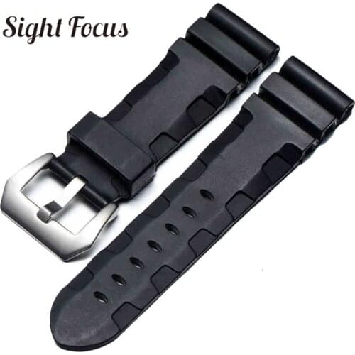 24mm 26mm Dive Black Rubber Replacement Strap for Panerai Pam111 Watch Band Men Waterproof Diving Watch Strap Watch Bracelets
